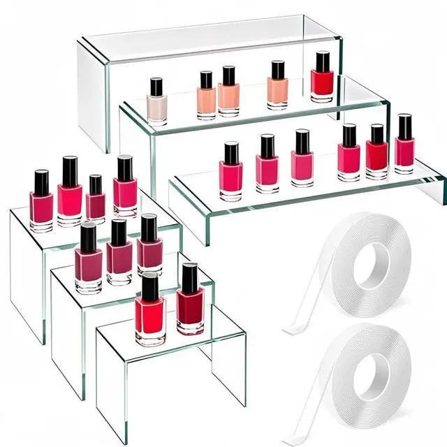 Main image of 6 Pcs Acrylic Display Risers 3-8.7inch Display Stands Clear Acrylic Spice Rack Riser Board for Ornament Cupcake Dessert Crafts