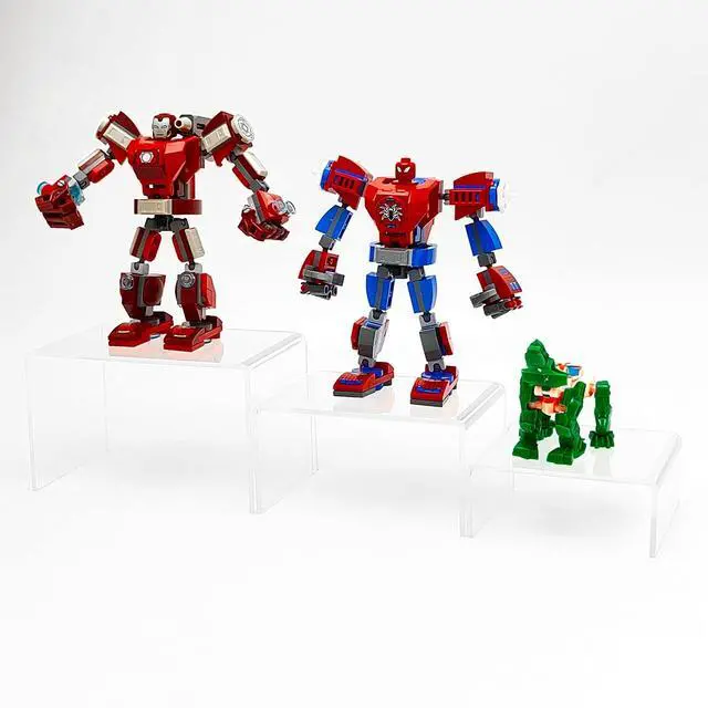 Alt view image 7 of 7 - 2 Sets Acrylic Display Risers(3",4",5") Clear Product Stand,Cupcakes Holder Dessert Transparent Showcase Stands, Candy Bar Risers, Lifts for Figures