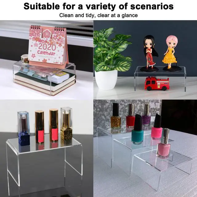 Alt view image 5 of 7 - 2 Sets Acrylic Display Risers(3",4",5") Clear Product Stand,Cupcakes Holder Dessert Transparent Showcase Stands, Candy Bar Risers, Lifts for Figures