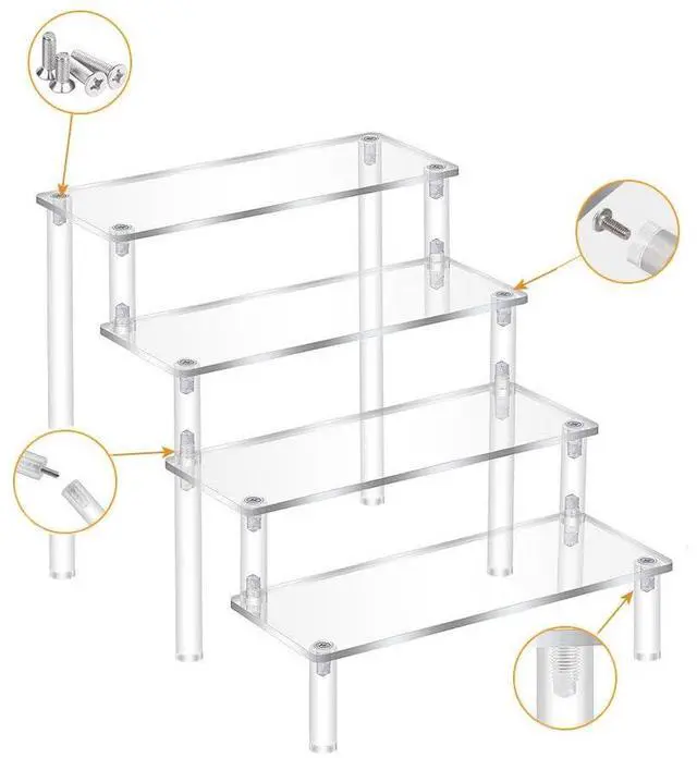 Main image of 4 Tier Acrylic Display Riser, Clear Perfume Organizer Stand, Cupcake Stand Holder, Dessert Table Display Shelf, Skin Care Organizer for Decoration and Organizer