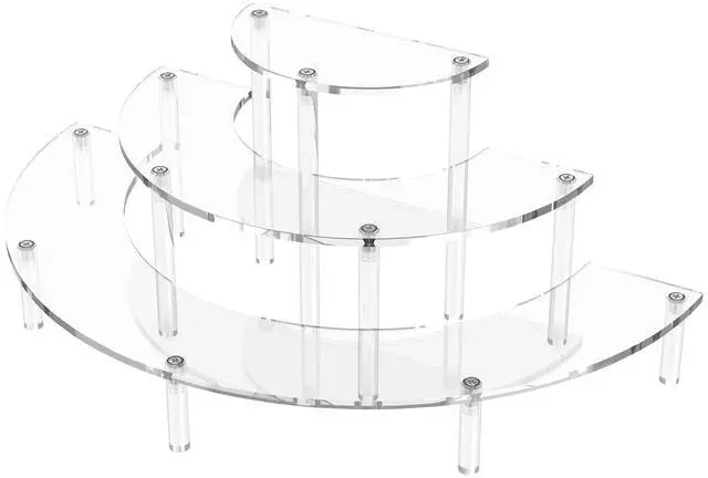 Main image of 3 Tier Acrylic Display Risers, Half Moon Cupcake Stand, Clear Perfume Organizer, Dessert Stand for Display, Clear Display Stand for Food, Cupcake, Perfume, Collections