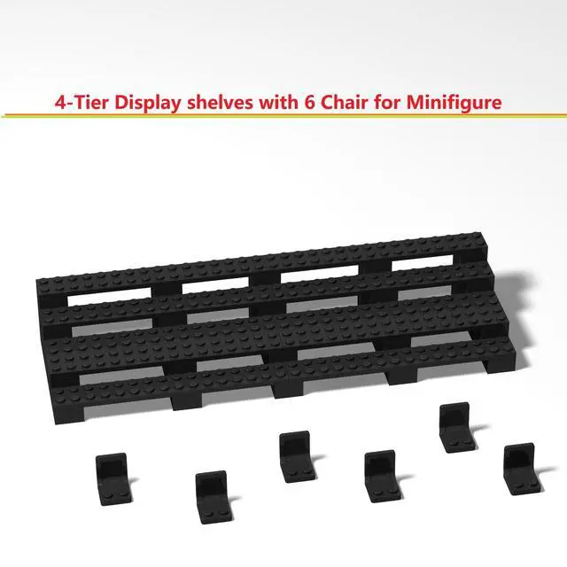 Alt view image 3 of 6 - Display Stand for Mini Figure, 4-Tier Display Shelves with 6 Chair, Compatible with Lego Minifigures, Great Gift for Minifigure Lovers and Collectors