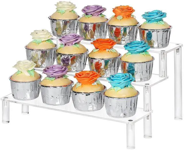 Main image of 3 Tier Cupcake Stand for 12 Cupcakes, Clear Desktop Display Stand for Perfume,Pop Firgures and Small Collection 12"X9"
