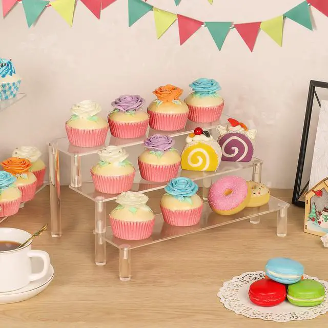Alt view image 3 of 7 - 3 Tier Cupcake Stand for 12 Cupcakes, Clear Desktop Display Stand for Perfume,Pop Firgures and Small Collection 12"X9"
