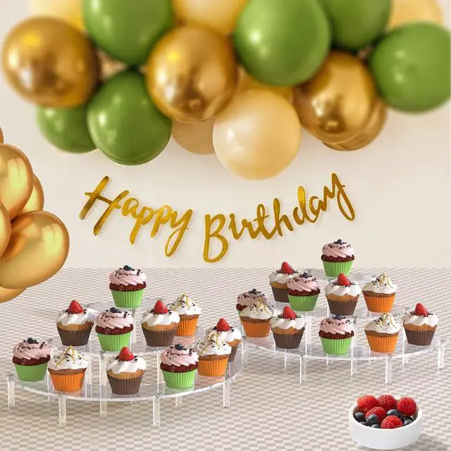 Alt view image 4 of 7 - 3 Tier Acrylic Display Risers, Half Moon Cupcake Stand, Clear Perfume Organizer, Dessert Stand for Display, Clear Display Stand for Food, Cupcake, Perfume, Collections