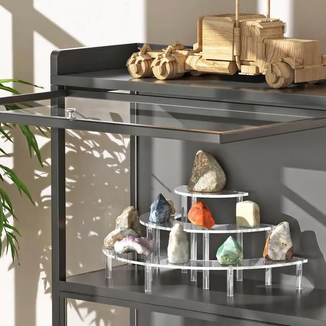 Alt view image 5 of 7 - 3 Tier Acrylic Display Risers, Half Moon Cupcake Stand, Clear Perfume Organizer, Dessert Stand for Display, Clear Display Stand for Food, Cupcake, Perfume, Collections