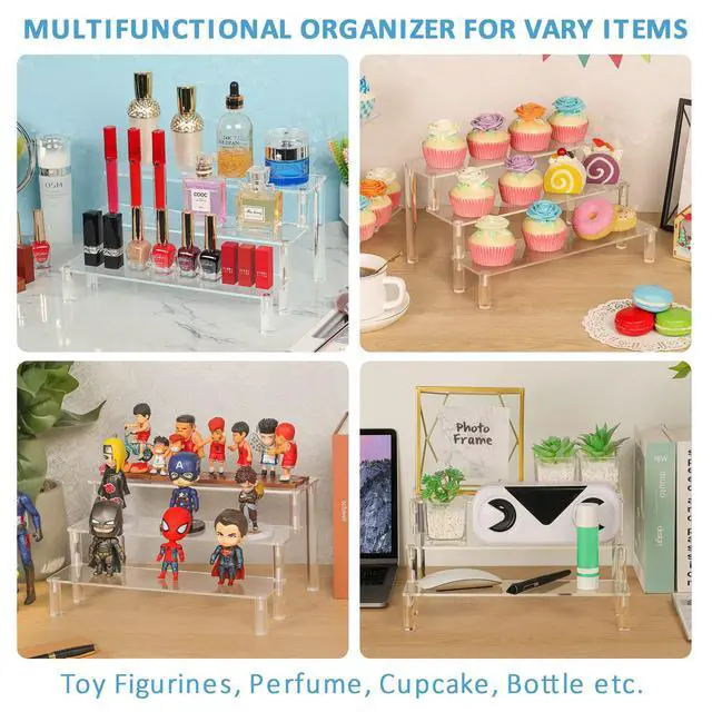 Alt view image 2 of 7 - 3 Tier Cupcake Stand for 12 Cupcakes, Clear Desktop Display Stand for Perfume,Pop Firgures and Small Collection 12"X9"