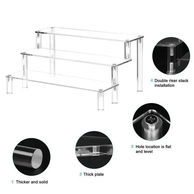 Alt view image 5 of 7 - 3 Tier Cupcake Stand for 12 Cupcakes, Clear Desktop Display Stand for Perfume,Pop Firgures and Small Collection 12"X9"