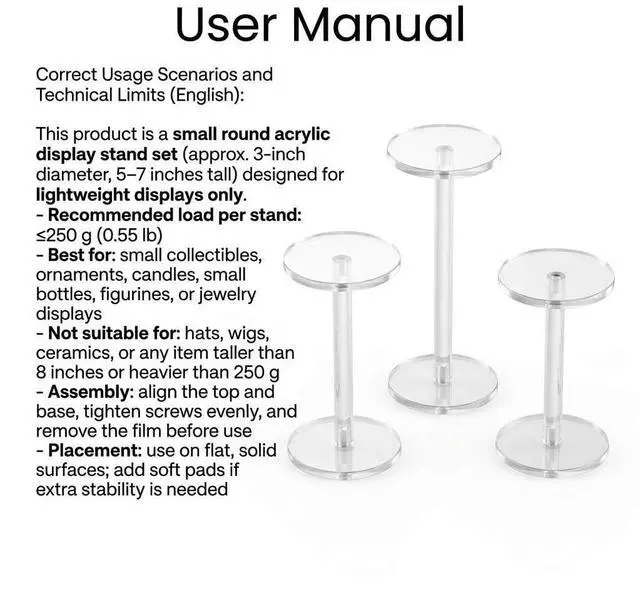 Alt view image 3 of 7 - Round Acrylic Display Stand, Premium Clear Round Riser Stands, Set of 3