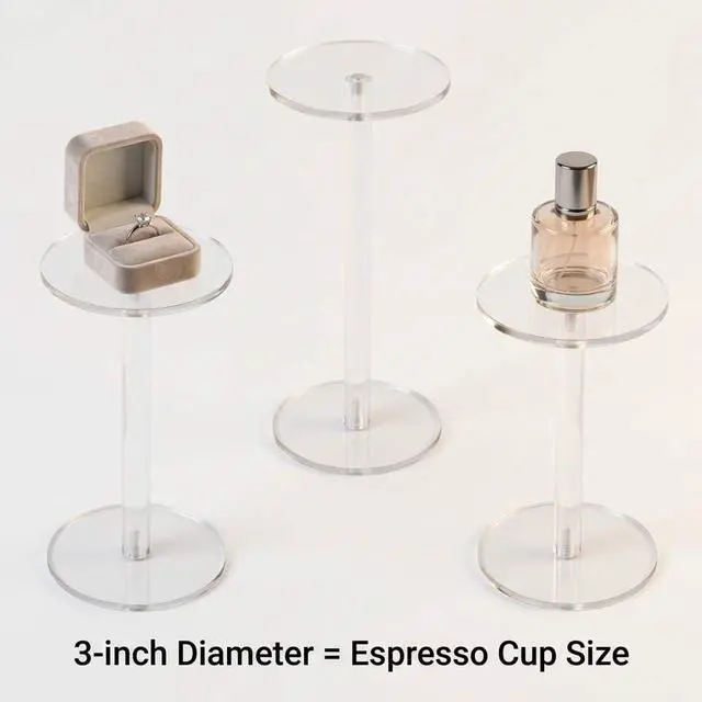 Alt view image 4 of 7 - Round Acrylic Display Stand, Premium Clear Round Riser Stands, Set of 3