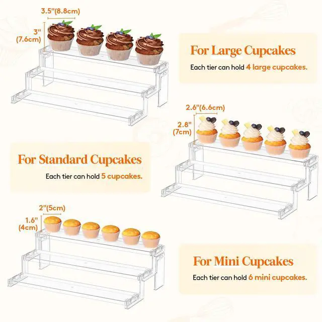 Alt view image 4 of 7 - Spice Rack, Perfume Cologne Organizer, Cupcake Stand, Tool-Free Assembly, Display Riser Shelf, Seasoning Figurine Makeup Holder, Room Decor, Kitchen Cabinet Storage, Clear, 14in-3 Tier, 1 Pcs