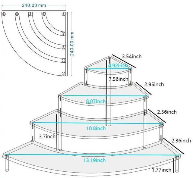 Alt view image 2 of 6 - Small Clear Acrylic Display Riser, 4 Tier Desktop Display Stand for Mini Figurines, Doll Corner Shelf for Home, Office