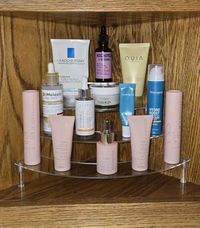 Alt view image 3 of 6 - Small Clear Acrylic Display Riser, 4 Tier Desktop Display Stand for Mini Figurines, Doll Corner Shelf for Home, Office