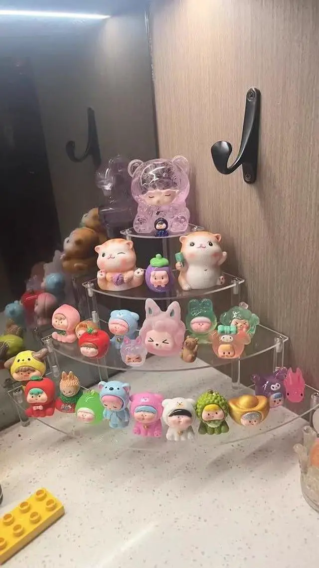 Alt view image 6 of 6 - Small Clear Acrylic Display Riser, 4 Tier Desktop Display Stand for Mini Figurines, Doll Corner Shelf for Home, Office