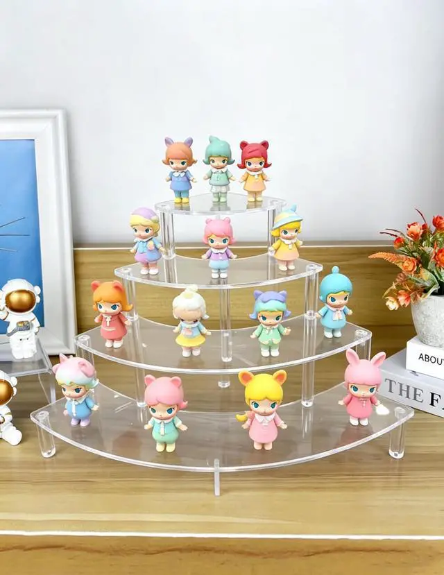 Alt view image 4 of 6 - Small Clear Acrylic Display Riser, 4 Tier Desktop Display Stand for Mini Figurines, Doll Corner Shelf for Home, Office