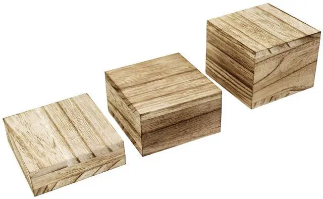 Alt view image 4 of 7 - 3-Piece Wooden Square Risers for Display Jewelry and Accessories Stand, Wood Display Stand, Oak Color
