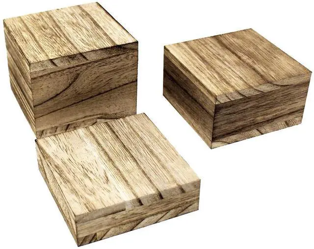 Alt view image 5 of 7 - 3-Piece Wooden Square Risers for Display Jewelry and Accessories Stand, Wood Display Stand, Oak Color