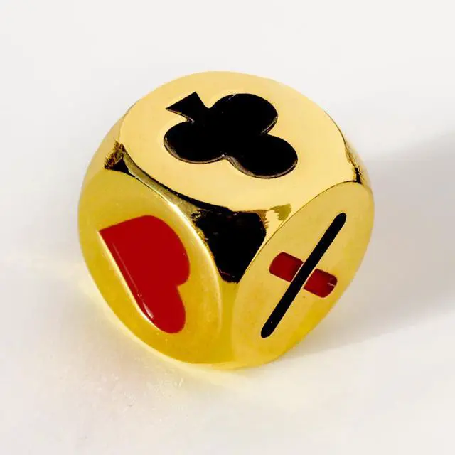 Main image of Premium Stainless Trump Marker Dice - Metal Euchre Cube & 0.62Inch(16mm) Trump Indicator for Euchre/Pinochle/Bridge Card Games and More (Gold)