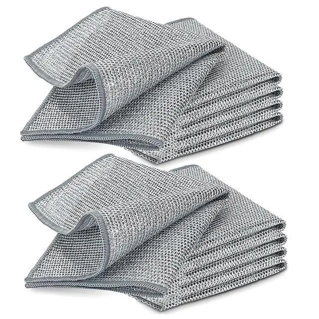 Main image of 10 PCS Double Layer Stainless Steel Wire Cleaning Cloths for Kitchen