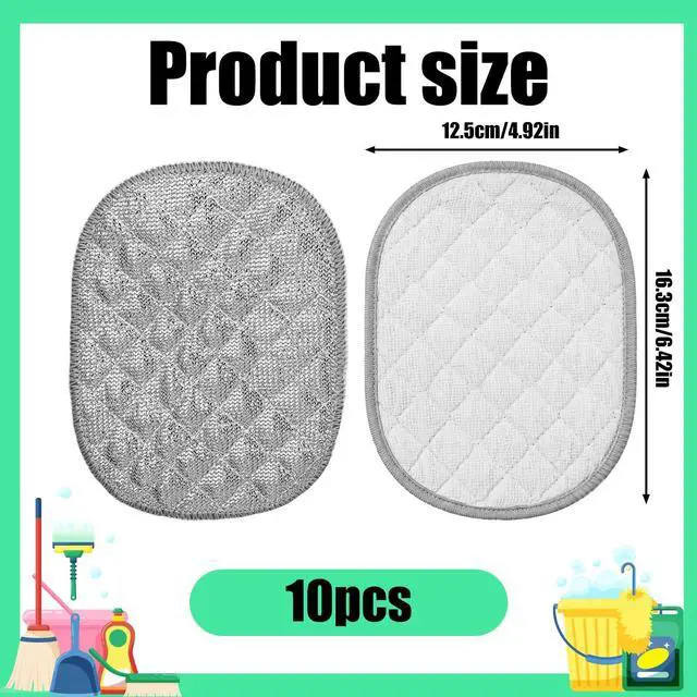 Alt view image 2 of 7 - 10 Pcs Double-Sided Wire Dishwashing Rags Non Scratch Wire Cleaning Cloths Reusable Miracle Washing Cloths Multipurpose Wires Dishcloth for Kitchen, Sinks, Pots, Pans, Dishes