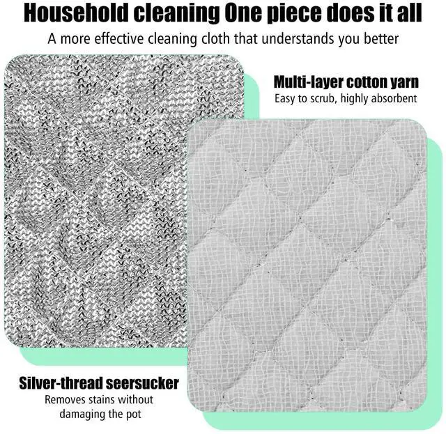 Alt view image 3 of 7 - 10 Pcs Double-Sided Wire Dishwashing Rags Non Scratch Wire Cleaning Cloths Reusable Miracle Washing Cloths Multipurpose Wires Dishcloth for Kitchen, Sinks, Pots, Pans, Dishes