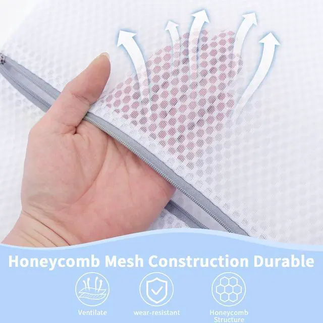 Alt view image 3 of 7 - Laundry Bags Mesh Wash Bags for Delicates with Strong Zipper,Upgraded Honeycomb and Fine Mesh Design Delicate Laundry Bag for Clothes, Bras and Socks&Travel Organization (12X16IN, 12PCS)