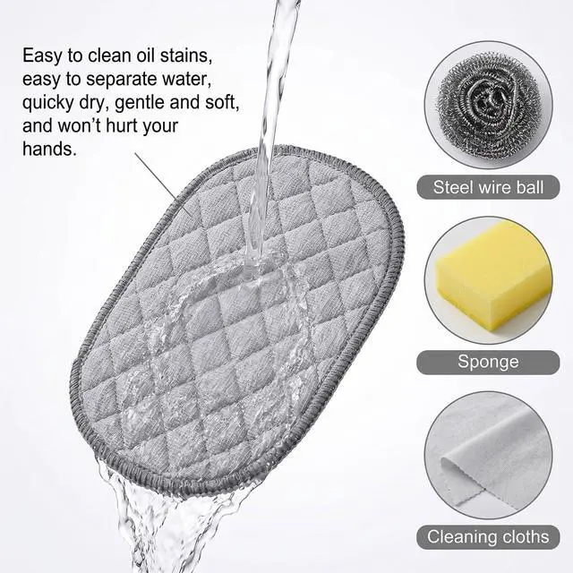 Alt view image 4 of 7 - 10 Pcs Double-Sided Wire Dishwashing Rags Non Scratch Wire Cleaning Cloths Reusable Miracle Washing Cloths Multipurpose Wires Dishcloth for Kitchen, Sinks, Pots, Pans, Dishes