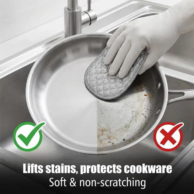 Alt view image 6 of 7 - 10 Pcs Double-Sided Wire Dishwashing Rags Non Scratch Wire Cleaning Cloths Reusable Miracle Washing Cloths Multipurpose Wires Dishcloth for Kitchen, Sinks, Pots, Pans, Dishes