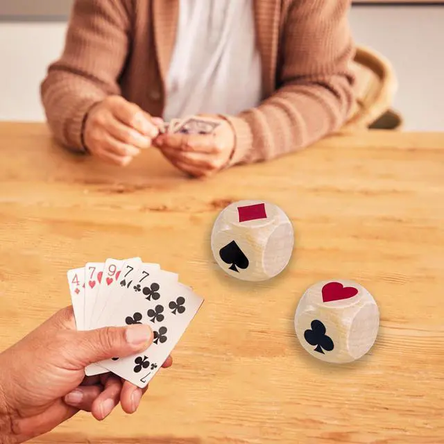 Alt view image 5 of 7 - Trump Marker Dice Set 2PCS Wooden Euchre Cube 1.57''