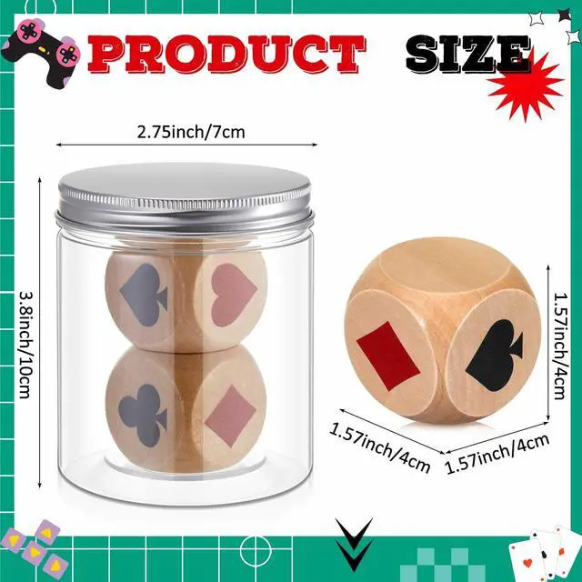 Alt view image 2 of 6 - 2 Pcs Wooden Marker Dice with Storage Box Big Size 1.57''(4cm) Ace Indicator Wooden Suit Dice Cube Clear Prints Euchre Cube Great Gift for Euchre Poker Cards Game (Brown,1.57'')