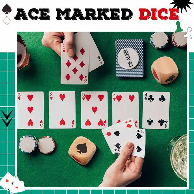 Alt view image 3 of 6 - 2 Pcs Wooden Marker Dice with Storage Box Big Size 1.57''(4cm) Ace Indicator Wooden Suit Dice Cube Clear Prints Euchre Cube Great Gift for Euchre Poker Cards Game (Brown,1.57'')