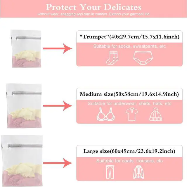 Alt view image 2 of 7 - 3 Pack Mesh Zipper Laundry Bags (1 Oversized 1 Large 1 Medium), Washable for Delicates Lingerie Bra Socks, Washing Machine Bag for Bed Sheets Sweaters Coats & Big Clothing