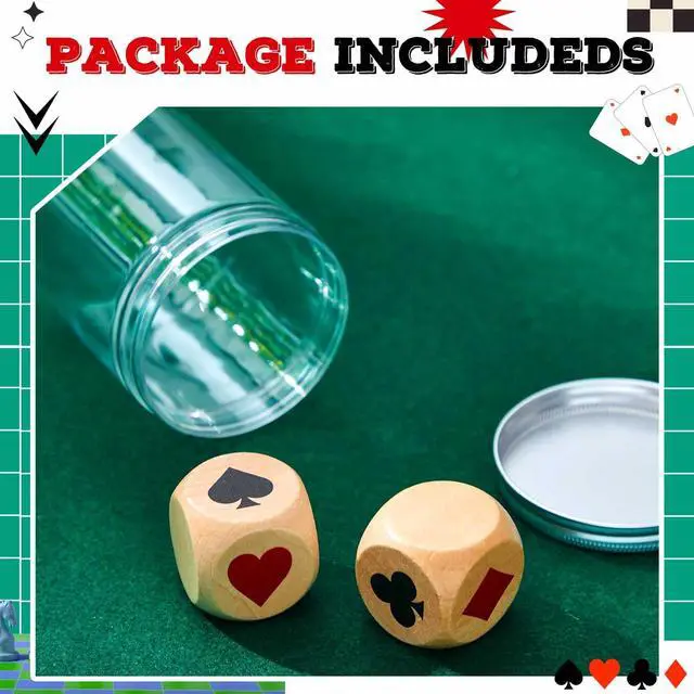 Alt view image 4 of 6 - 2 Pcs Wooden Marker Dice with Storage Box Big Size 1.57''(4cm) Ace Indicator Wooden Suit Dice Cube Clear Prints Euchre Cube Great Gift for Euchre Poker Cards Game (Brown,1.57'')