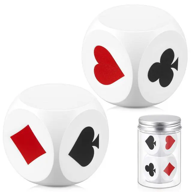 Main image of 2 Pcs Wooden Marker Dice with Storage Box Big Size 1.57''(4cm) Ace Indicator Wooden Suit Dice Cube Clear Prints Euchre Cube Great Gift for Euchre Poker Cards Game (White,1.57'')