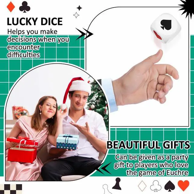 Alt view image 6 of 6 - 2 Pcs Wooden Marker Dice with Storage Box Big Size 1.57''(4cm) Ace Indicator Wooden Suit Dice Cube Clear Prints Euchre Cube Great Gift for Euchre Poker Cards Game (White,1.57'')