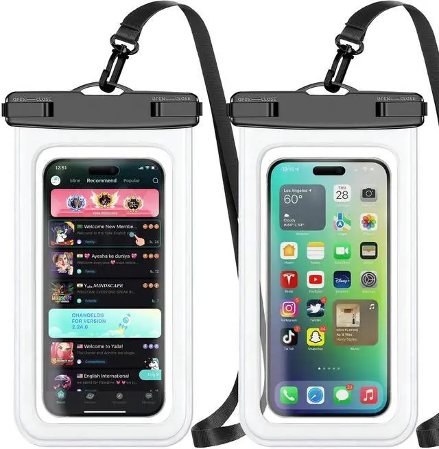 Main image of Waterproof Phone Pouch,2 Pack White Phone Waterproof Case,Cell Phone Dry Bag,Protection Level: IP68,Beach Cruise for Apple iPhone,Samsung,and More,Lanyard Included,(Fits Up to 8.3),White