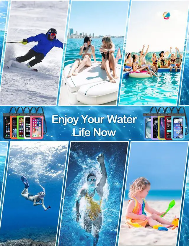 Alt view image 2 of 7 - 3 Pack White Waterproof Phone Pouch, Phone Waterproof Case,Cell Phone Dry Bag,Protection Level: IP68,Beach Cruise for iPhone,Samsung,and More,Lanyard Included,(Fits Up to 8.3"),White