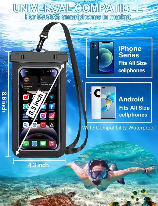 Alt view image 3 of 7 - 3 Pack White Waterproof Phone Pouch, Phone Waterproof Case,Cell Phone Dry Bag,Protection Level: IP68,Beach Cruise for iPhone,Samsung,and More,Lanyard Included,(Fits Up to 8.3"),White