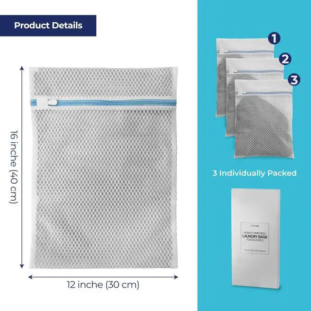 Alt view image 2 of 5 - Laundry Bags for Delicates,3Pcs, Honeycomb Mesh,12 x 16 Inches
