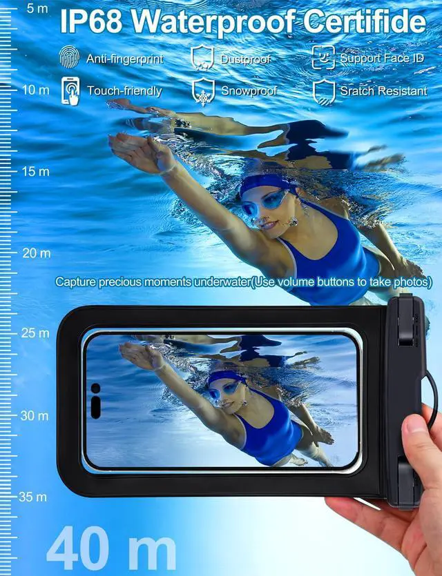 Alt view image 4 of 7 - 3 Pack White Waterproof Phone Pouch, Phone Waterproof Case,Cell Phone Dry Bag,Protection Level: IP68,Beach Cruise for iPhone,Samsung,and More,Lanyard Included,(Fits Up to 8.3"),White