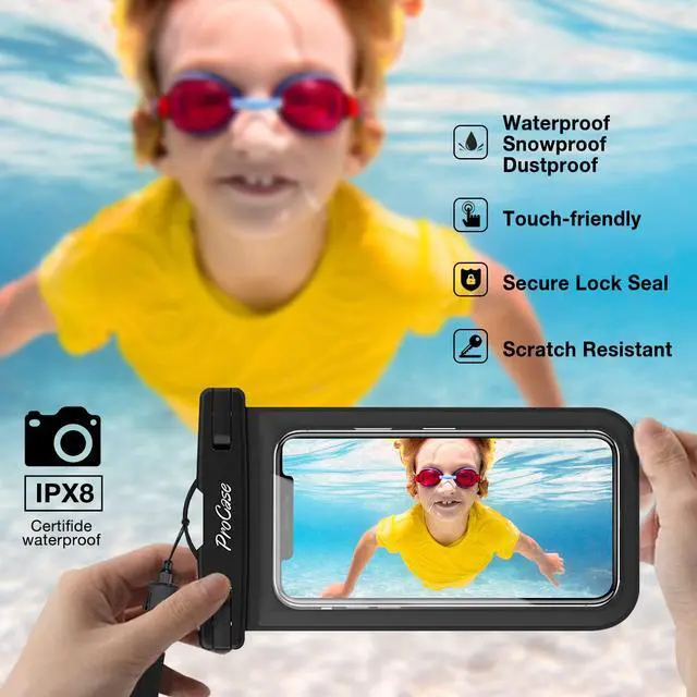 Alt view image 3 of 6 - 2 Pack Waterproof Phone Pouch Case, 7" Universal Underwater Cellphone Dry Bag for iPhone 17 Air 16 15 14 13 Pro Plus Max 12 11, Galaxy S24 S23 S22 Ultra Pixel -Black