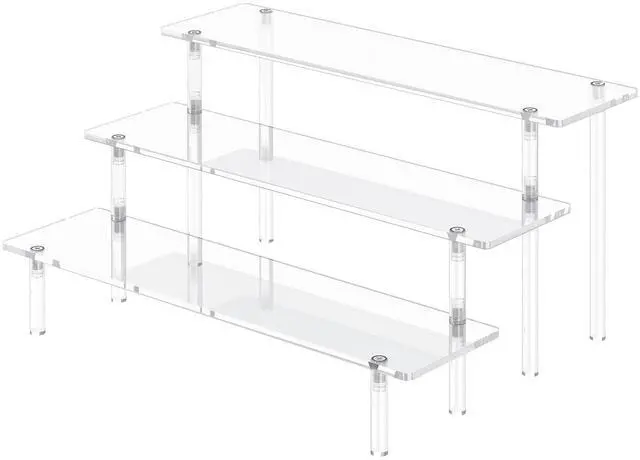 Main image of 3 Tier Acrylic Display Risers, Large Perfume Organizer Stand, Clear Cupcake Stand Holder, Display Shelves for Figurines, Dessert Shelf for Party, Risers Display Stand for Decoration (1 Pack)