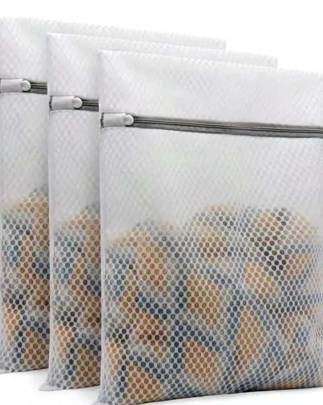 Main image of Honeycomb Mesh Laundry Bags for Delicates, 3 Pack 12 x 16 Inch Medium Wash Bags with Zipper for Lingerie, Socks, and Clothing Care