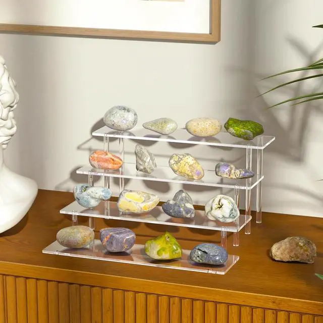 Alt view image 5 of 7 - 4 Tier Acrylic Display Risers, Clear Perfume Organizer Stand, Large Cupcake Stand Holder, Dessert Display for Party, Display Shelf for Figure and Collection, Riser Stand for Decoration and Organizer