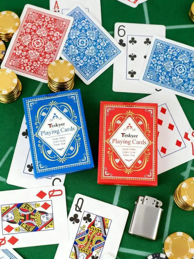 Alt view image 5 of 7 - 2 Pack Large Print Playing Cards, Poker Size Large Index Deck of Cards, Linen Finish for Seniors & Low Vision, Family Game Night Essential (Pattern A)