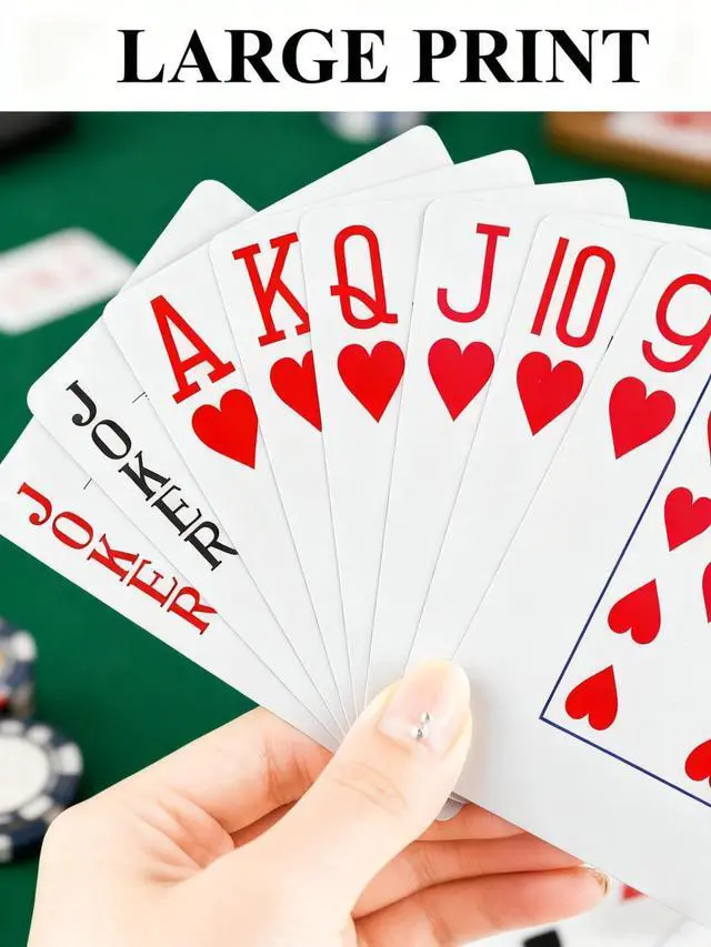 Alt view image 4 of 7 - 2 Pack Large Print Playing Cards, Poker Size Large Index Deck of Cards, Linen Finish for Seniors & Low Vision, Family Game Night Essential (Pattern A)