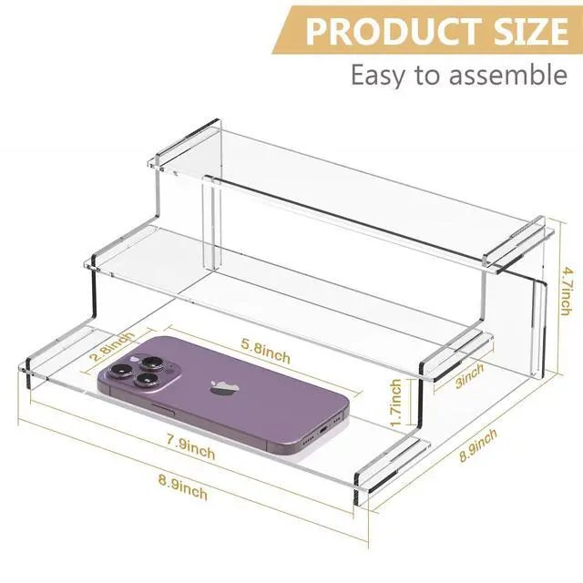 Alt view image 2 of 7 - Acrylic Risers Display Stand, 3 Tier Cupcake Holder, Clear Perfume Organizer Stand, Display Shelf for Figures and Collection, Dessert Shelves for Party, Display Risers for Decoration and Organizer