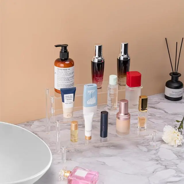 Alt view image 5 of 7 - Acrylic Display Stand Risers, 3 Tier Perfume Stand Organizer, Clear Cupcake Stand Holder, Large Shelf Risers for Figures, Display Shelf for Collectibles, Dessert Shelves for Decoration and Organizer