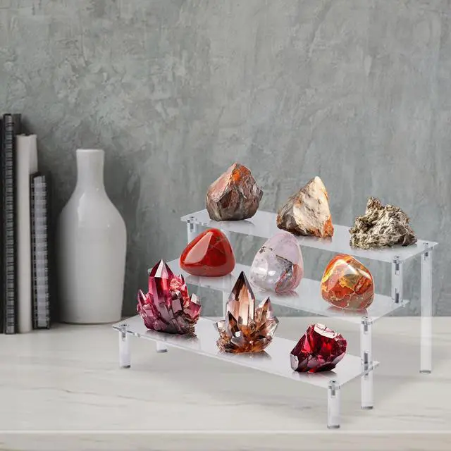 Alt view image 6 of 7 - Acrylic Display Stand Risers, 3 Tier Perfume Stand Organizer, Clear Cupcake Stand Holder, Large Shelf Risers for Figures, Display Shelf for Collectibles, Dessert Shelves for Decoration and Organizer