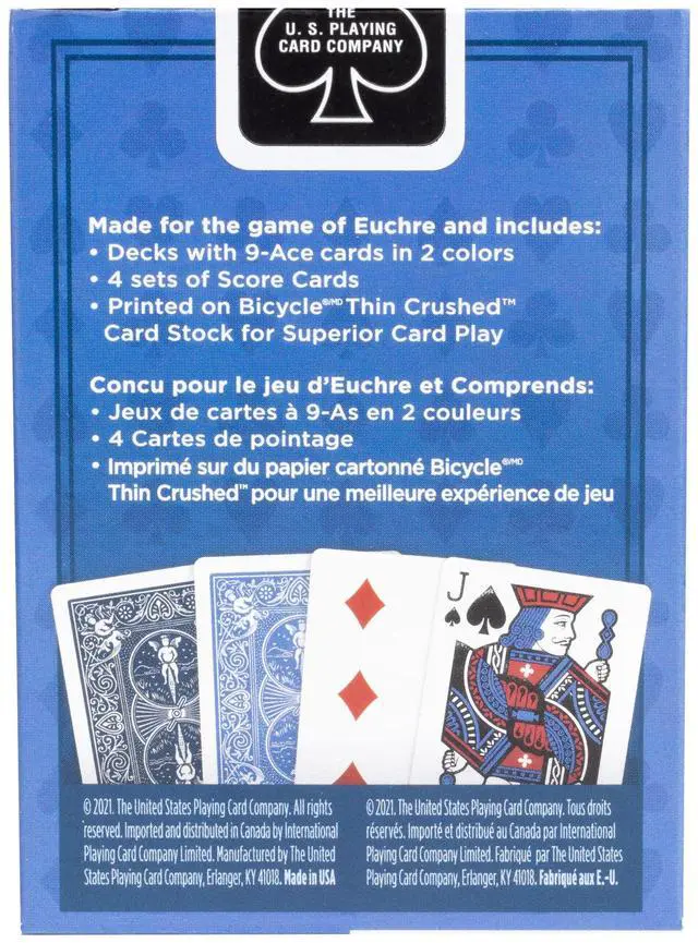 Alt view image 4 of 7 - Euchre Playing Card Deck - 9 Through Ace - Double Deck, Blue